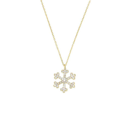 925 Sterling Silver Zircon Snowflake Pendant Necklace