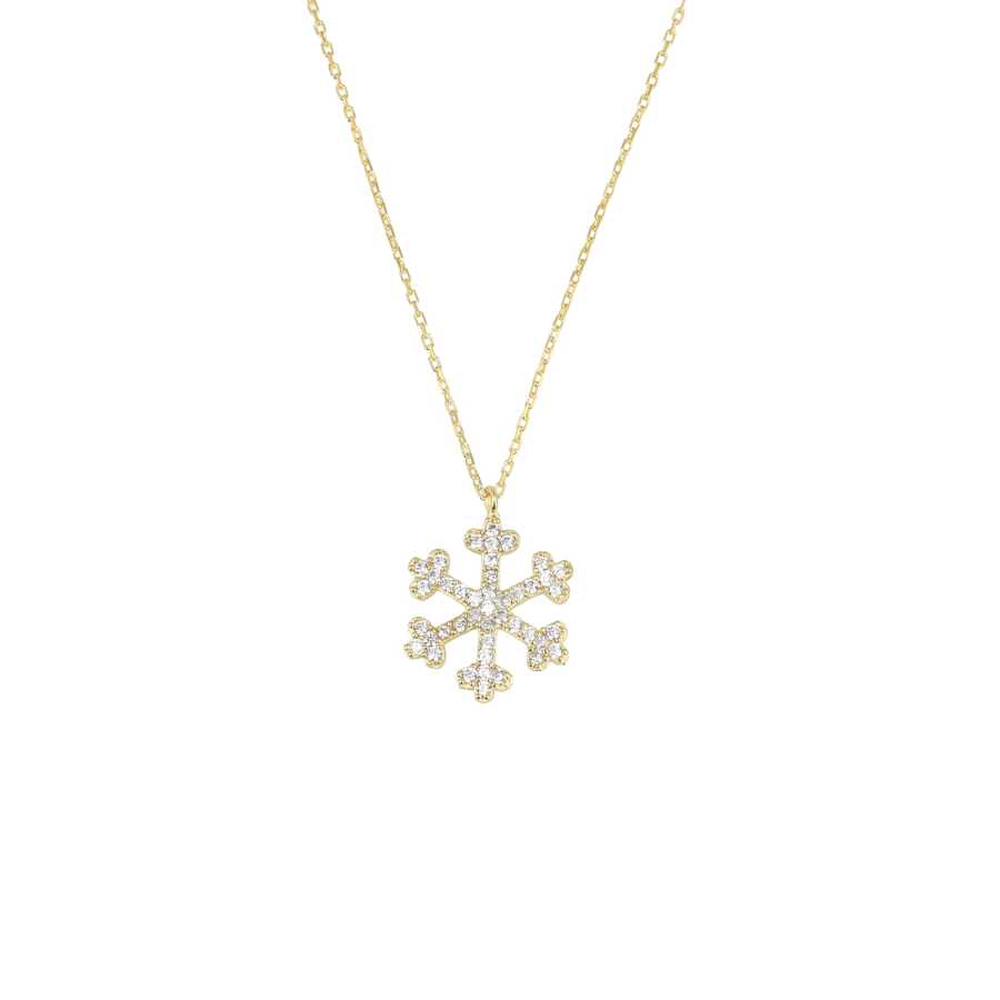 925 Sterling Silver Zircon Snowflake Pendant Necklace