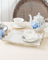 Polyresin Serving Tray - Elegant Gold Leaf Design