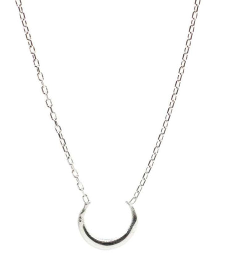 Sterling Silver Tiny Half Moon Pendant Necklace