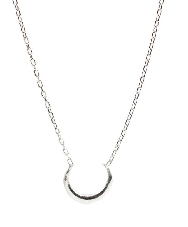Sterling Silver Tiny Half Moon Pendant Necklace