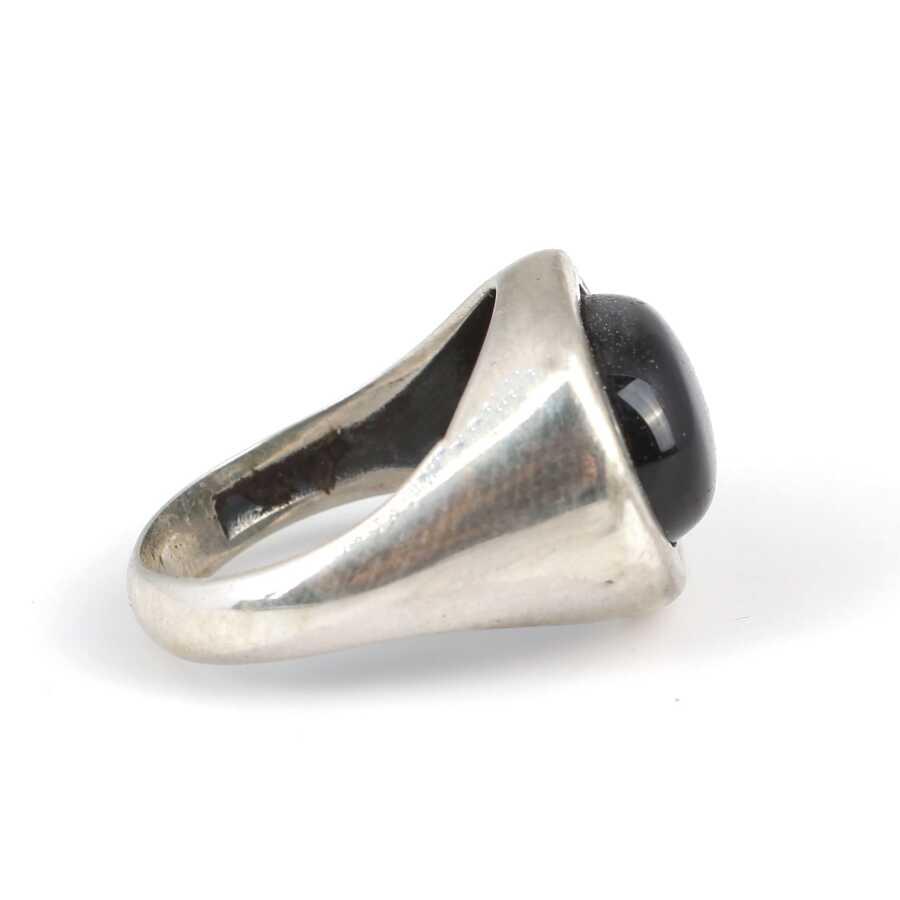 925 Sterling Silver Oval Onyx Men's Ring - Polished Finish