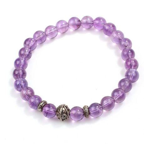 925 Sterling Silver Amethyst Bracelet - Segmented Stone Design