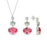 Rose Gold Plated Sterling Silver Swarovski Three-Stone Set - Feminine Elegance