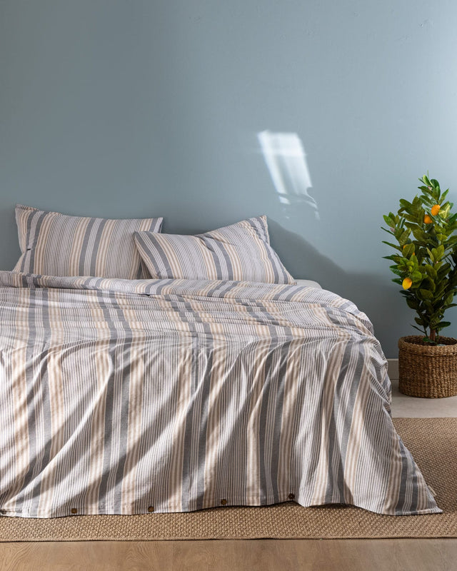 Cotton-Blend King Size Duvet Cover Set - Yarn-Dyed Weave