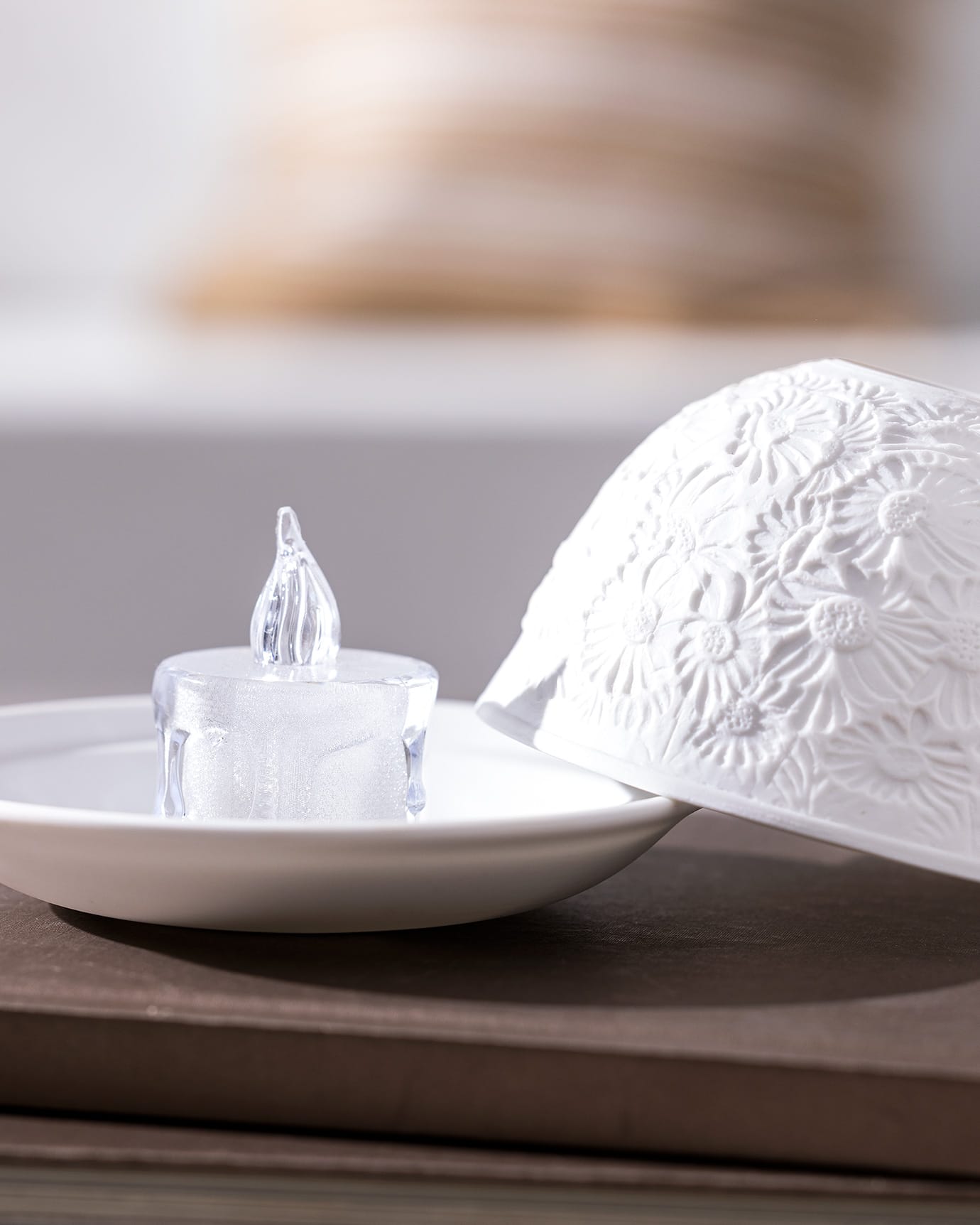 White LED Decorative Candle Holder | Modern Home Accent