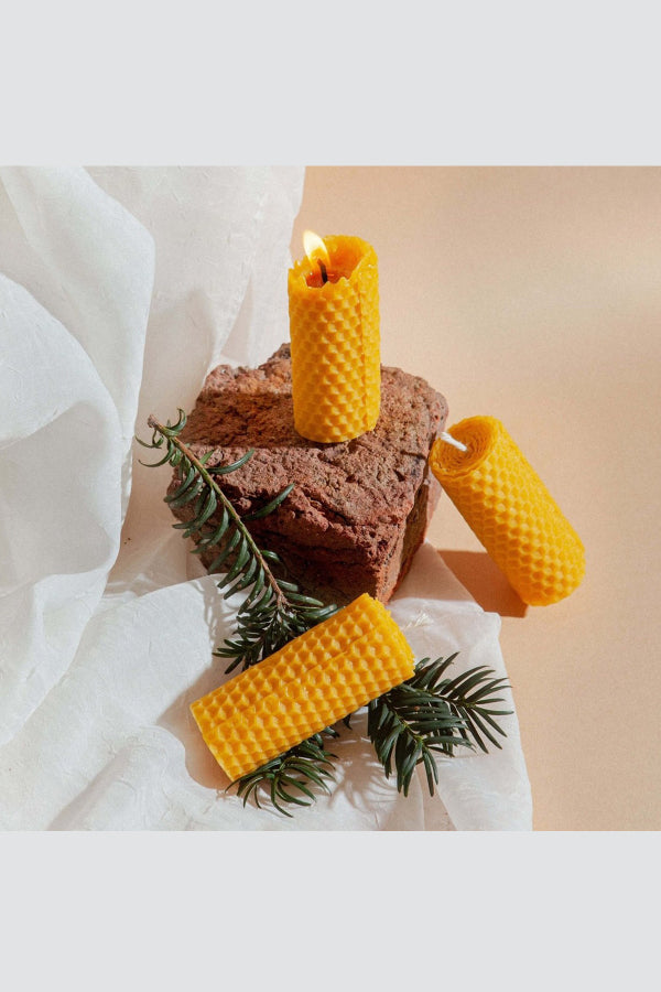 Natural Beeswax Candles - Small 3-Pack
