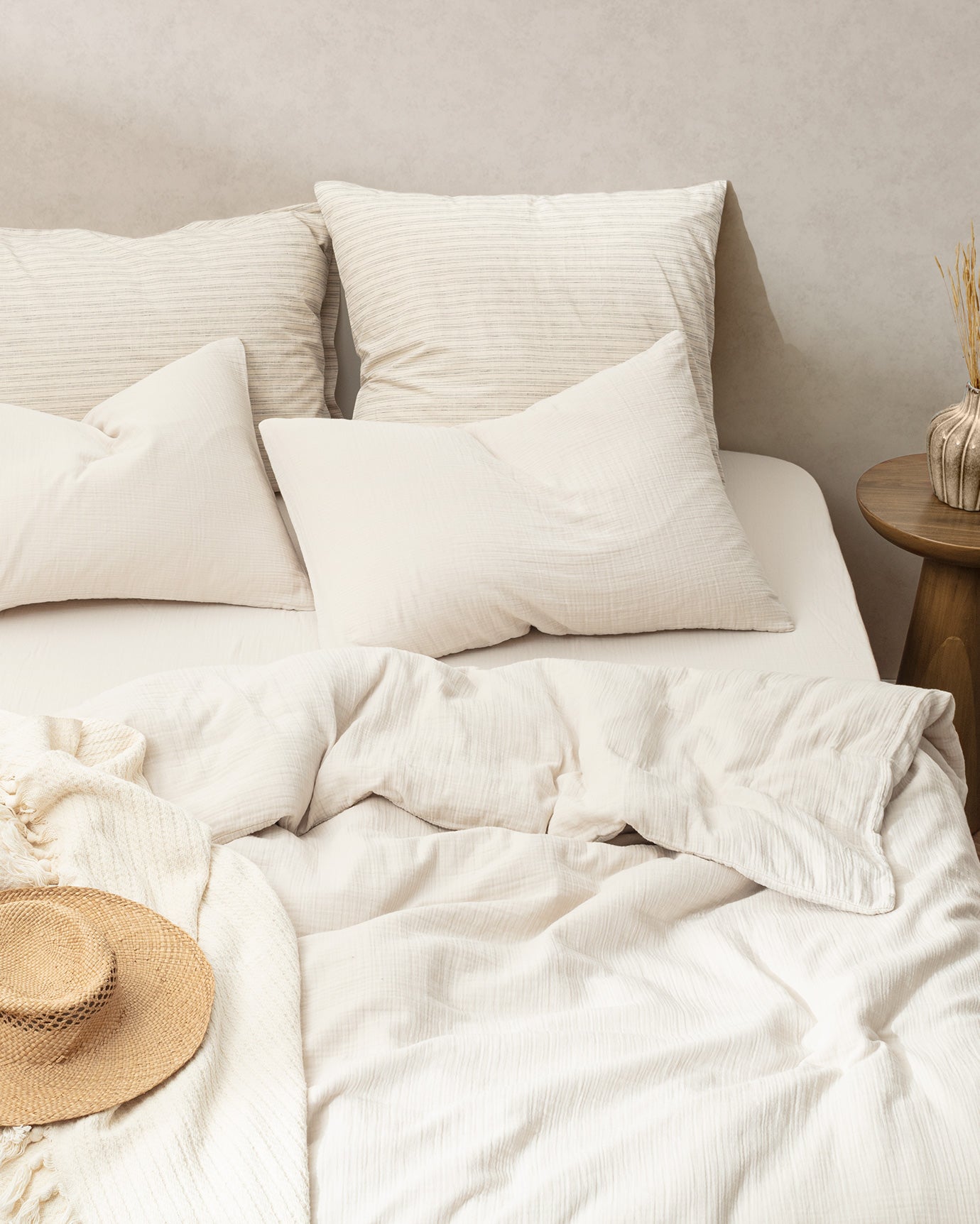 Marla Muslin Super King Size Duvet Cover Set with Fitted Sheet