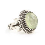 Sterling Silver Oval Prehnite Men's Ring - Bold Statement Piece