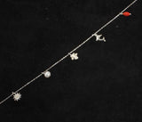 925 Sterling Silver Trendy Summer Charm Anklet - Pearl & Coral