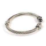Sterling Silver Men's Bracelet - Twisted Bear Head Spring Design