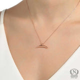 925 Sterling Silver Half Crescent Necklace - Modern Elegance