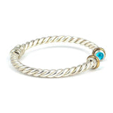 Premium 925 Sterling Silver Aquamarine Twisted Men's Bracelet