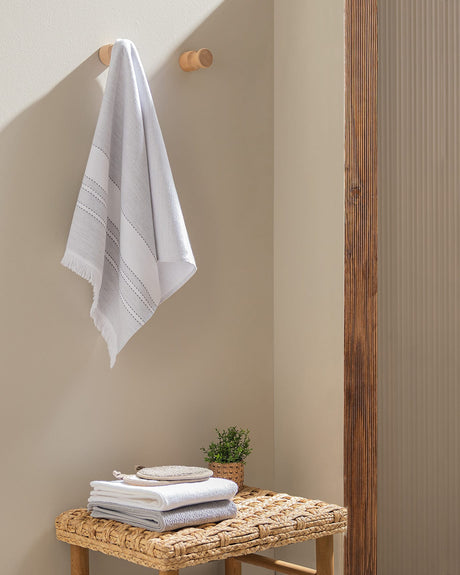100% Cotton Face Towel - Soft, Absorbent & Quick Dry - White/Gray