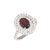 Premium 925 Sterling Silver Oval Garnet Ring