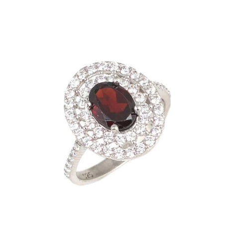 Premium 925 Sterling Silver Oval Garnet Ring