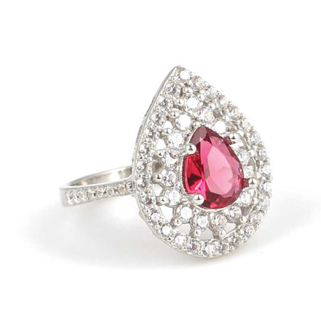 Premium 925 Sterling Silver Teardrop Ruby Ring