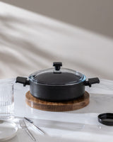 Titanium Non-Stick Shallow Casserole Pot, Black, 26 cm