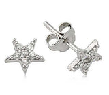 Sterling Silver Stud Earrings - Sparkling Star Cubic Zirconia Design