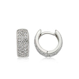 Sterling Silver - Dainty Pave White Stone Huggie Hoop Earrings
