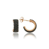 Zwarte Zirconia Pave Huggie Oorringen - Roségoud Verguld Zilver 925