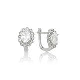 Earrings - Sterling Silver Dazzling Cubic Zirconia Oval Halo