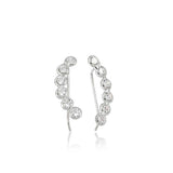 Sterling Silver Cubic Zirconia Dainty Ear Climber Earrings