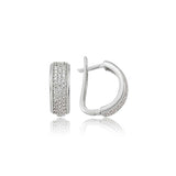 Sterling Silver Pave Half Hoop Earrings - Dainty & Elegant