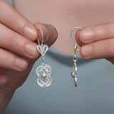 Drop Earrings - Sterling Silver Filigree Flower Motif Dangle
