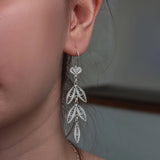 Dangle Earrings - Elegant Sterling Silver Filigree Leaf Drop