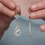 Drop Earrings - Sterling Silver Filigree Daisy Teardrop