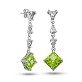 Dangle Earrings - Sterling Silver Green Zircon Ice Cut