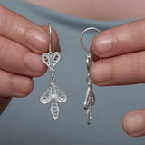Dangle Earrings - Sterling Silver Filigree Leaf Design
