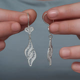 Sterling Silver Filigree Leaf Drop Earrings - Elegant Dangle Style