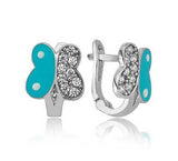 Kids' Butterfly Earrings - Sterling Silver Sparkling Enamel Design