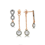 Rose Gold Plated Sterling Silver Infinity & Chain Dangle Earrings
