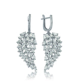 Sterling Silver Marquise Cut CZ Angel Wing Dangle Earrings