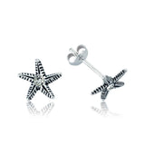 Sterling Silver Starfish Stud Earrings - Dainty CZ Ocean Charm