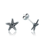 Sterling Silver Starfish Stud Earrings - Textured Ocean Design