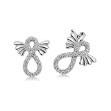 Sparkling Stud Earrings - Silver-Tone Cubic Zirconia Angel Wings Infinity