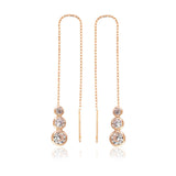 Rose Gold-Tone Threader Earrings - Dainty Graduated Clear Stone Drop