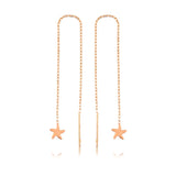 Rose Gold Plated Silver Starfish Threader Earrings - Dainty Chain