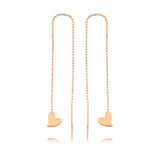 Threader Earrings - Rose Gold-Tone Minimalist Heart Drop