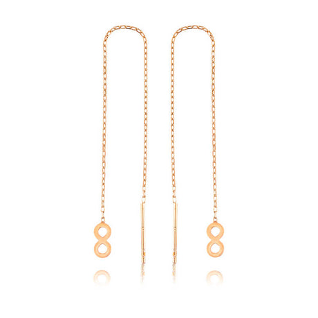 Rose Gold Tone Threader Earrings - Dainty Infinity Charm