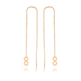 Rose Gold Tone Threader Earrings - Dainty Infinity Charm