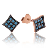 Stud Earrings - Rose Gold Plated Sterling Silver Turquoise Geometric