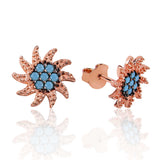 Sterling Silver Rose Gold Plated Turquoise Sun Stud Earrings