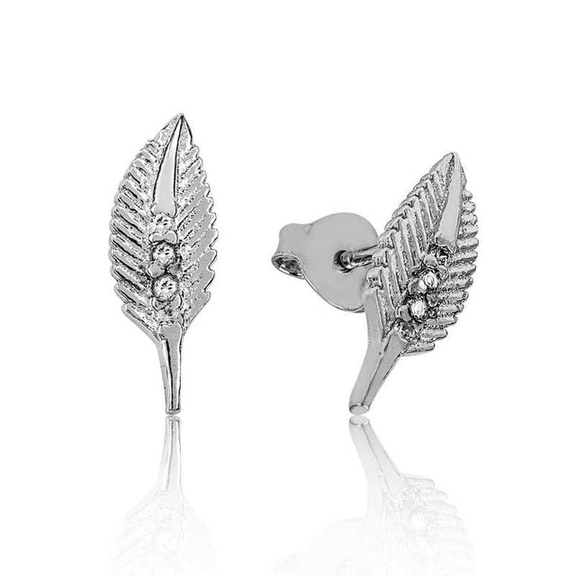 Sterling Silver Leaf Stud Earrings - Dainty Nature-Inspired Design