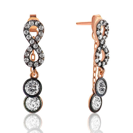 Dangle Earrings - Rose Gold-Tone Simulated Diamond Infinity Drop