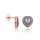 Heart Halo Stud Earrings - Rose Gold Plated Sterling Silver